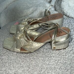 Sam & Libby Women’s gold shimmer  Klara Wrap Sandals, size 8 , New!